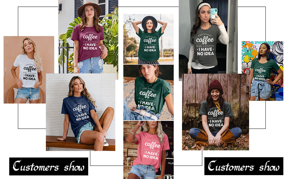 Coffee T-Shirt Women Black Coffee Letter Print Shirt Coffee Lovers Gifts Tee Top…