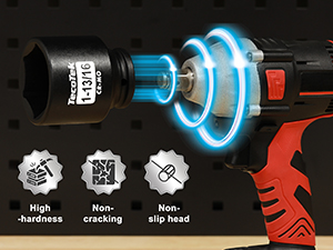 This 1/2" impact socket set is designed for use with impact wrenches, each socket is used to 