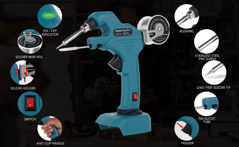 Cordless Soldering Gun Kit, for Makita 18V Battery, 30W