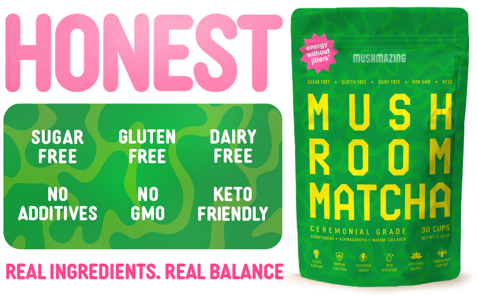 Mushmazing Mushroom Matcha Powder Ceremonial Grade, Japanese Green Tea, Lions Mane and Ashwagandha