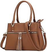 KKXIU Women Satchel Bags Handle Shoulder Handbags and Purses Pockets Zipper Leather Crossbody Bags