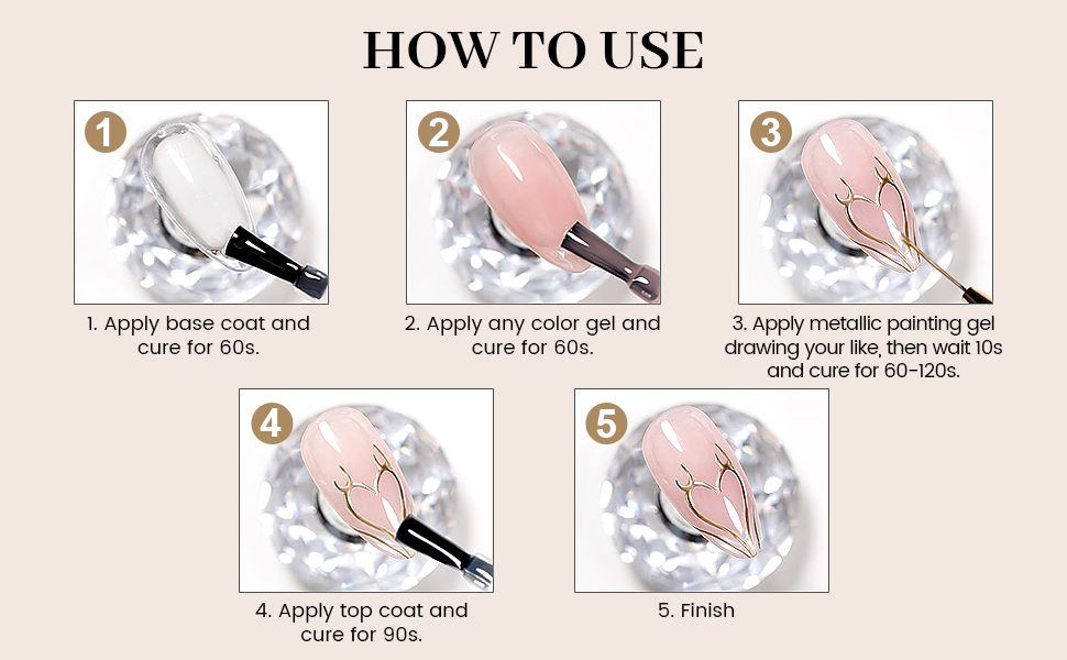 bronze gold chrome gel metallic painting gel for nails