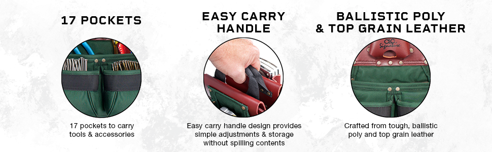 Clc signature elite apron combo leather durable quality custom construction electrician contractor 