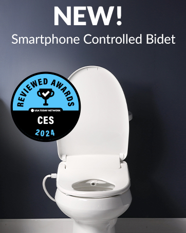 BB-1200 app-enabled smart bidet works with apple and android smart phones, wireless remote included