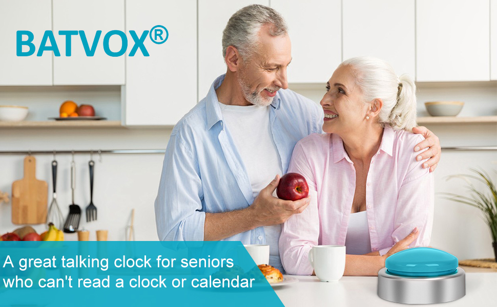 BATVOX Large Talking Button Clock, Talking Alarm Clock with