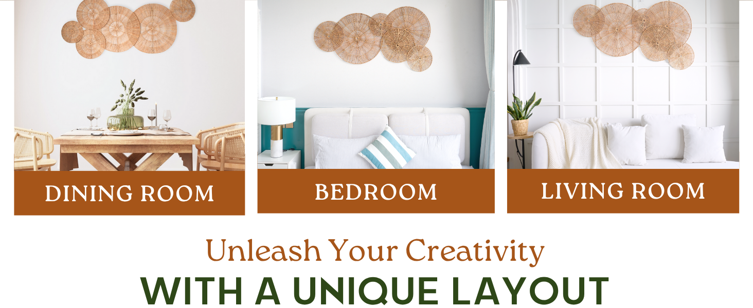 Chi An Home jute wall decor set for dining room, bedroom, and living room with natural charm