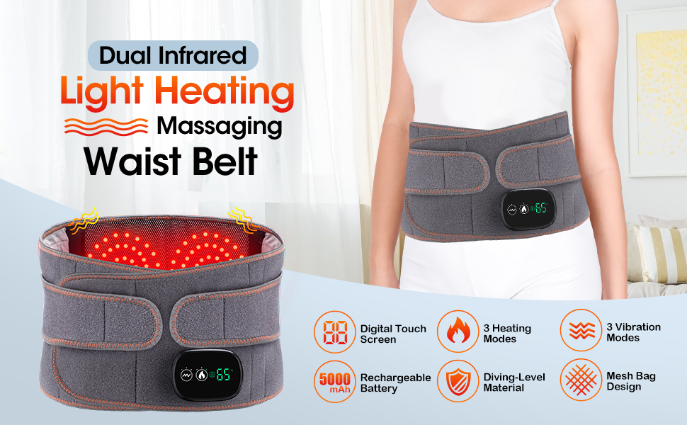 Electric Heating Pad for Waist, Cordless Heated Back Belt Abdomen