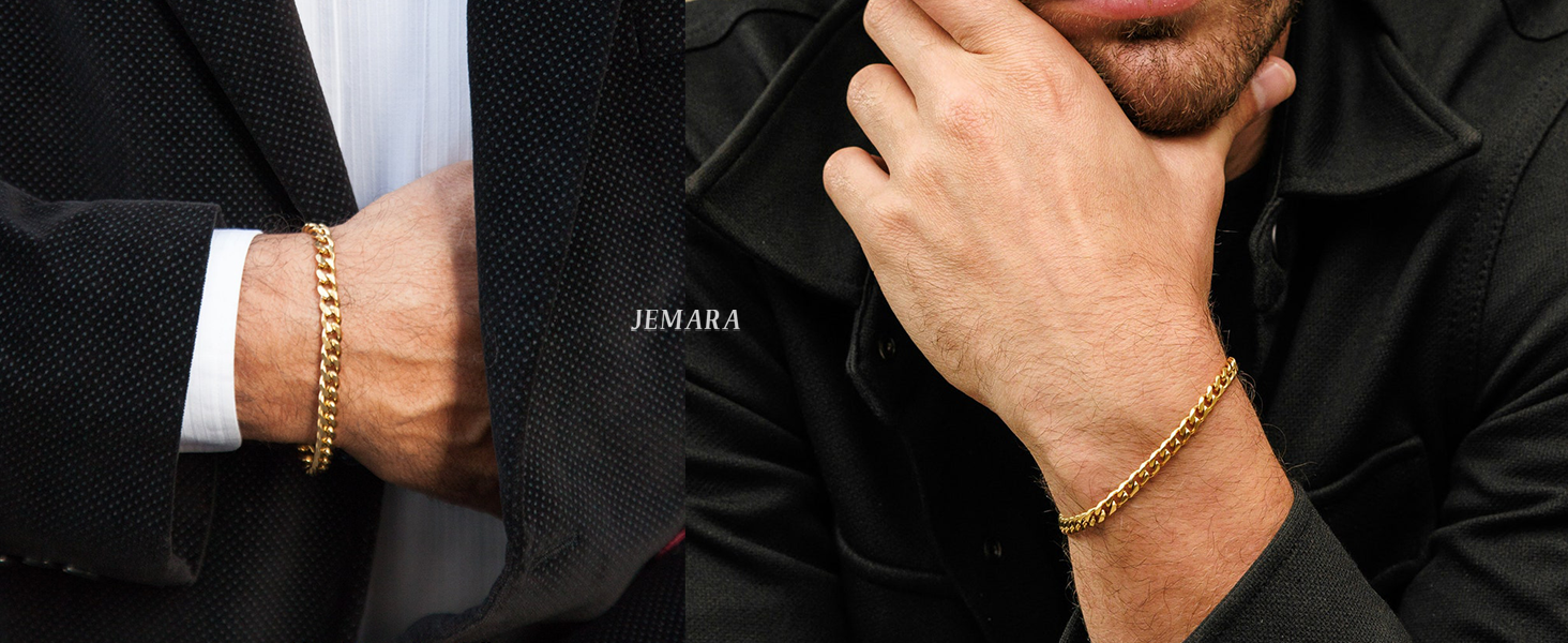 Bracelets for Men Cuban Link Chain Stainless Steel/Gold/Black Plated Bracelet for Women