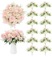 GOSTADY 12 Packs Peonies Artificial Flowers,Silk Artificial Peonies Flowers Fake Peony Faux Flora...