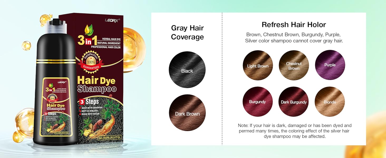 3 in 1 hair dye shampoo shampoo para canas mujer shampoo con tinte shampoo black hair dye shampoo