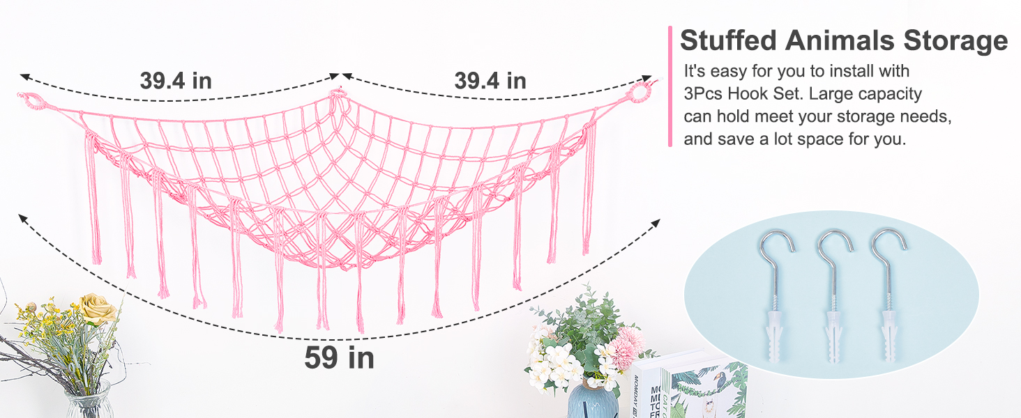 Unicorn Castle Stuffed Animals Hammock Net Toy Storage