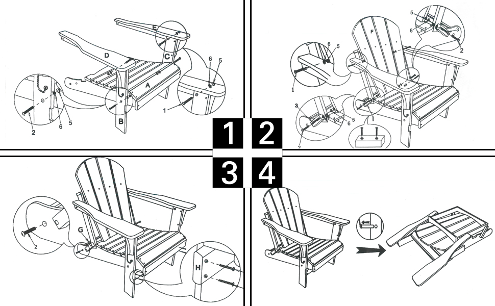 KOL High Density Polyethylene Foldable Adirondack Chair
