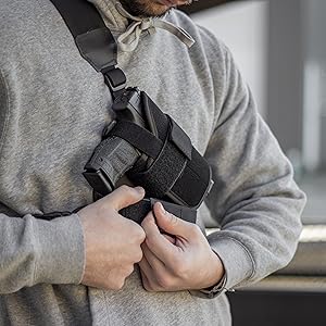 Warden Chest Holster with Mag Pouch on user