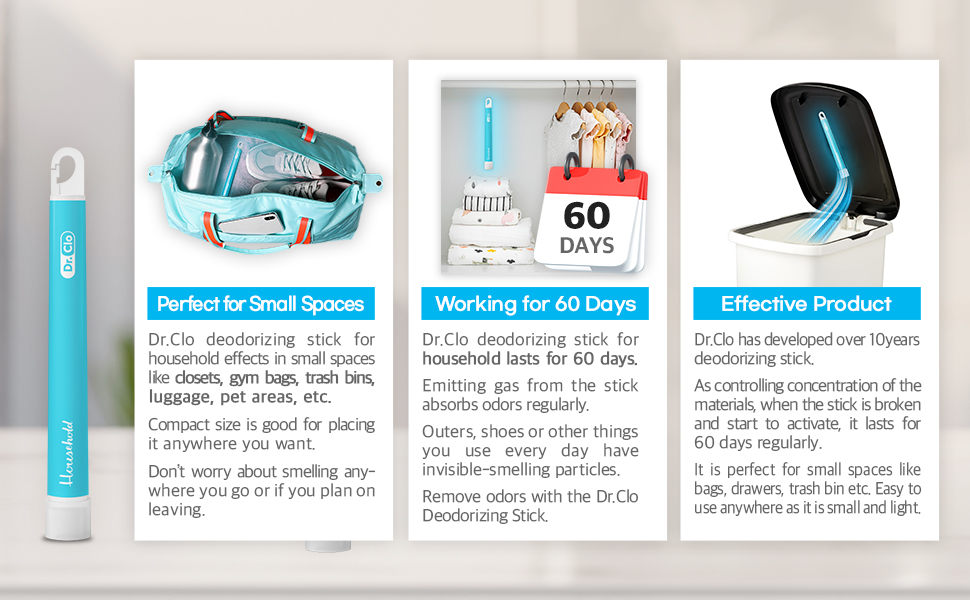 Dr.Clo Deodorizing Stick for Home and Kitchen Small Spaces