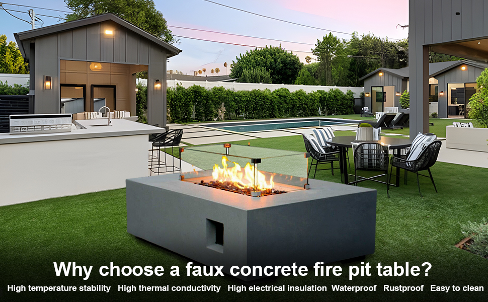 Outdoor Propane Fire Pit Table,52 Inch Outdoor Concrete