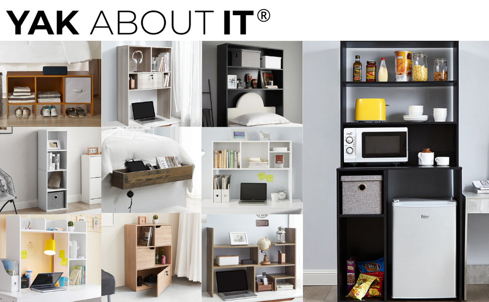 Yak About It Mini Fridge Dorm Station with Top Shelf