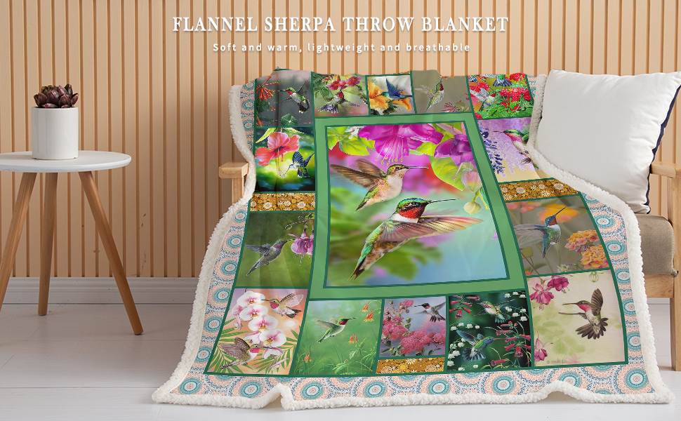 BEDMUST Hummingbird Blankets and Throws Fuzzy Soft Warm