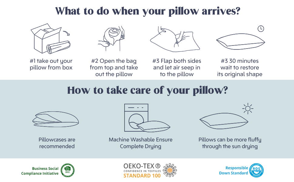 Feather Bed Pillow for Neck Pain Stomach Sleeper Pillows