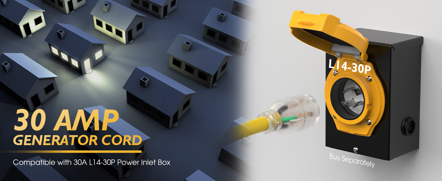 TOOLIOM 30 Amp Generator Cord 25FT and 30 Amp Generator