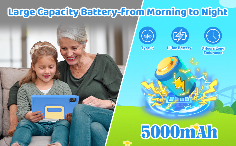 a child and a child playing morning with a tablet