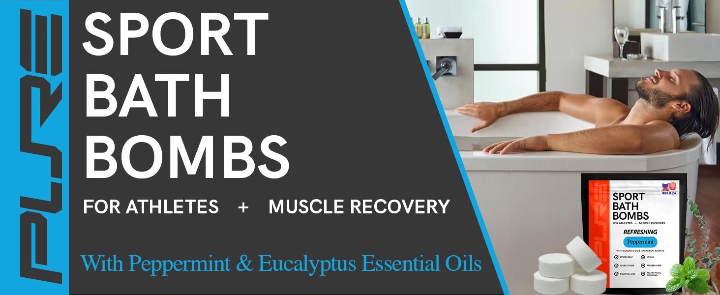 pure bath bombs made in usa for athletes athletic recovery peppermint eucalyptus