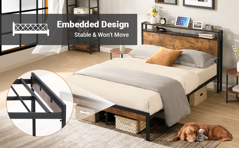 Zevemomo Queen Bed Frame, Queen Size Metal Platform Bed