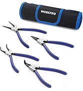 WORKPRO 4-Piece Snap Ring Pliers Set, 7-Inch Internal and External Circlip Pliers Kit with Straig...