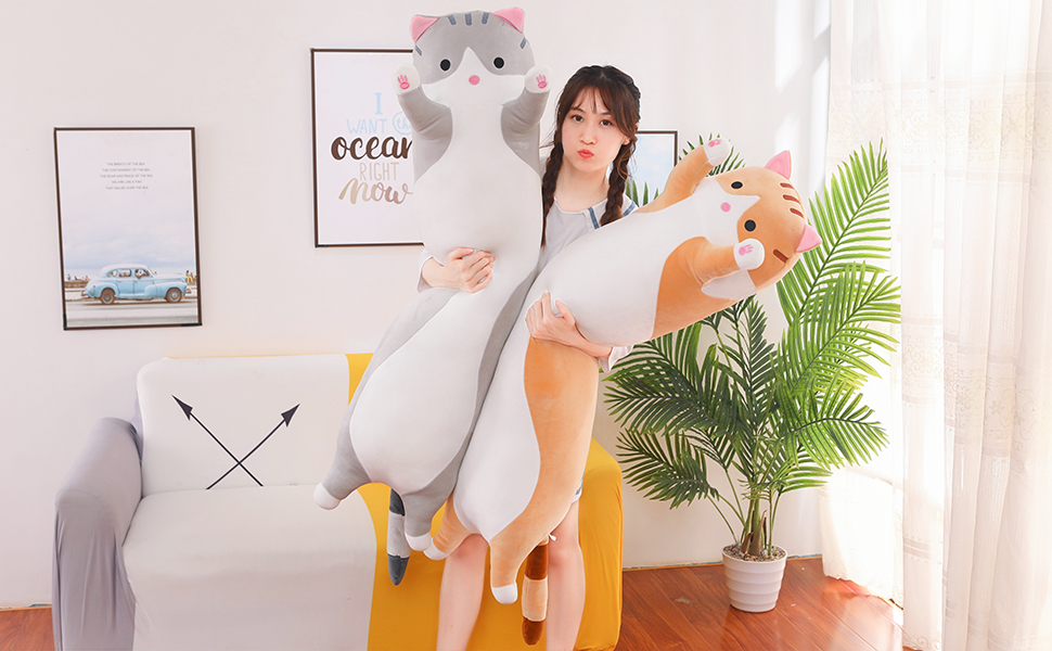 Yeqivo Long Cat Plush Pillow Soft Cat Body Pillow, Long Cat