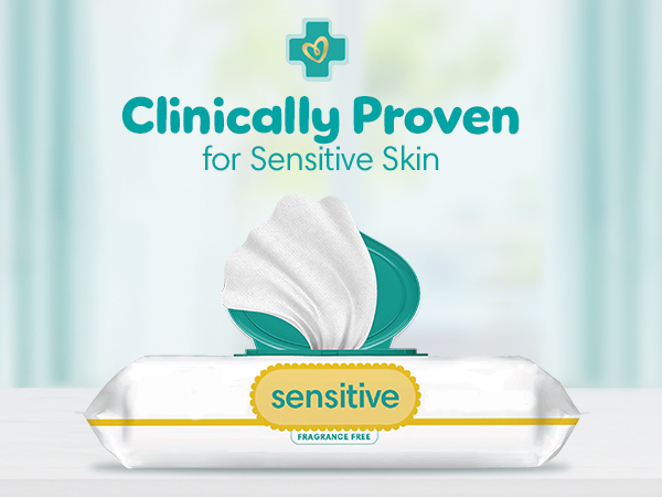 Clinically proven for sensitive skin. Pampers Sensitive baby wipes