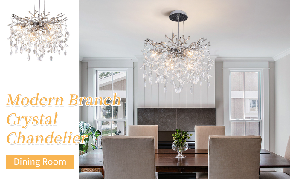 modern silver crystal tree branches chandeliers