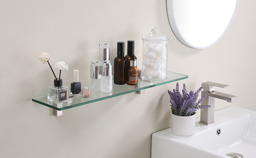 KES Bathroom Shelf Glass Shelf 8MMThick Tempered Glass Bathroom Organizer Storage 23.6 Inch