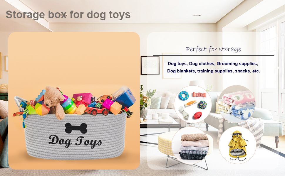 Geyecete weave Rope dog toys Storage Basket Bin Dog Storage Basket