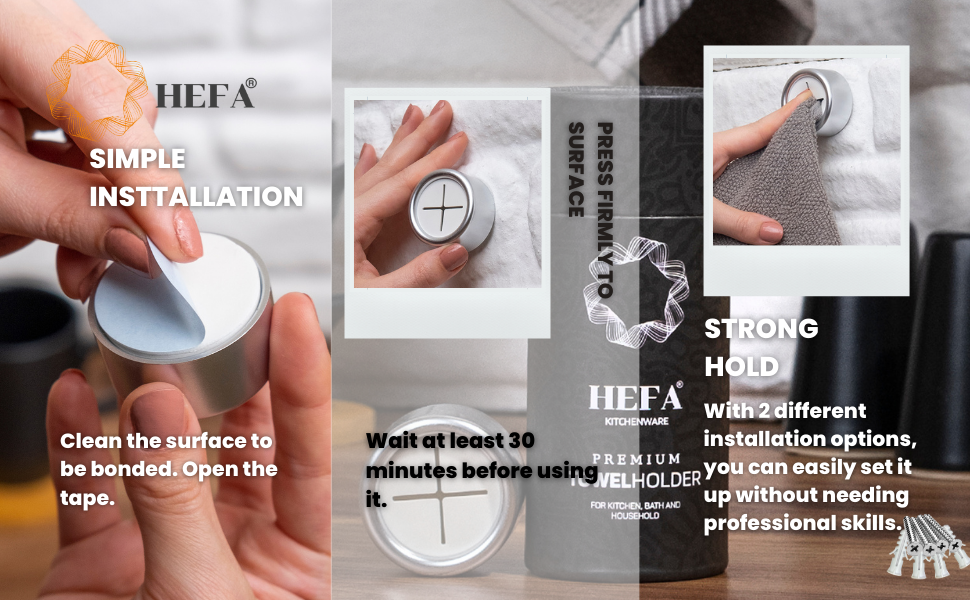 HEFA Towel Holder, Towel Hooks, Dish Towel Holder, Kitchen