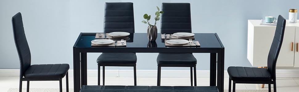Black Glass Dining Table