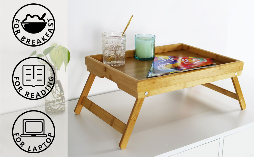 Amazon.com - WKWKER Bamboo TV Bed Tray Table with Folding