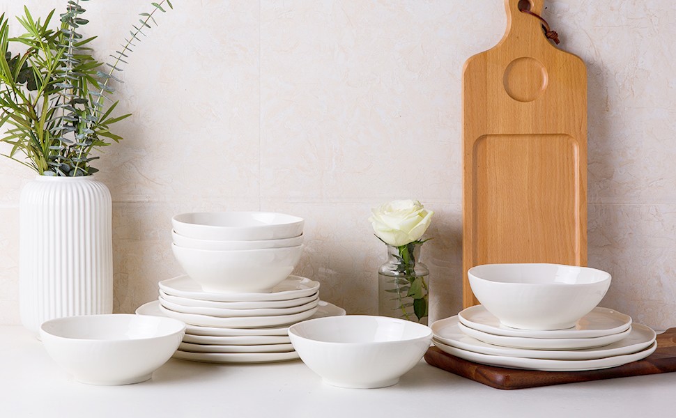 LERATIO Ceramic Dinnerware Sets of 6,Porcelain Plates and