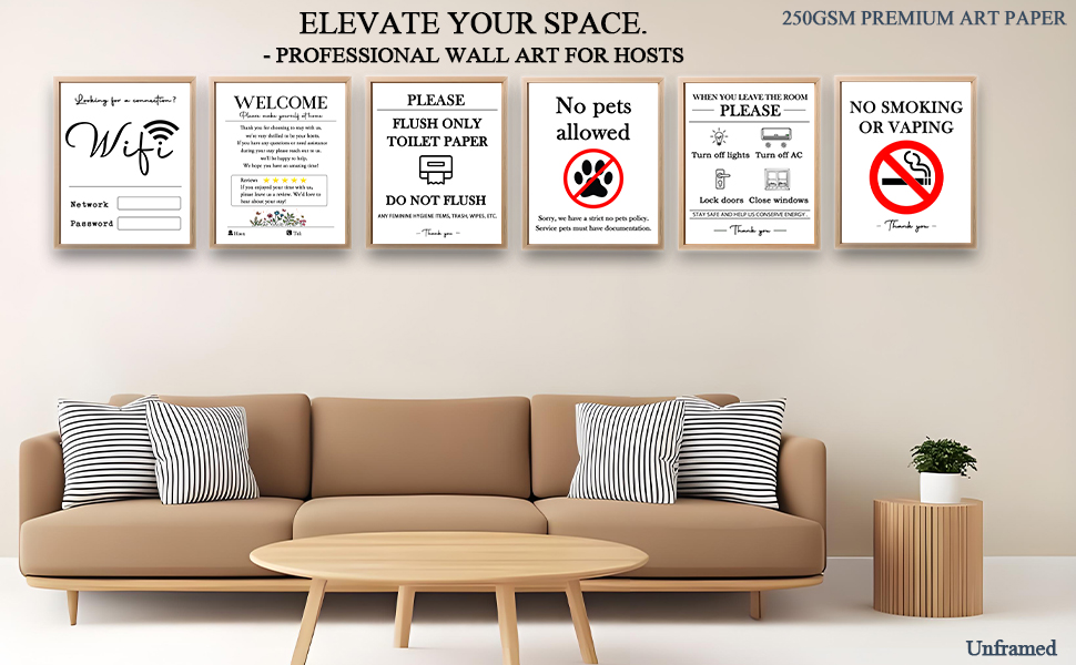 Airbnb Essentials for Hosts 6 Wall Art Prints