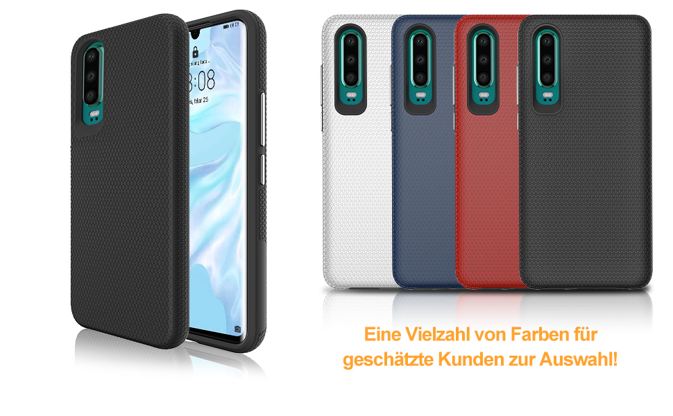 Handyhülle für Huawei P30 Hülle mit Panzerglas Schutzfolie, P30 Ständer ...