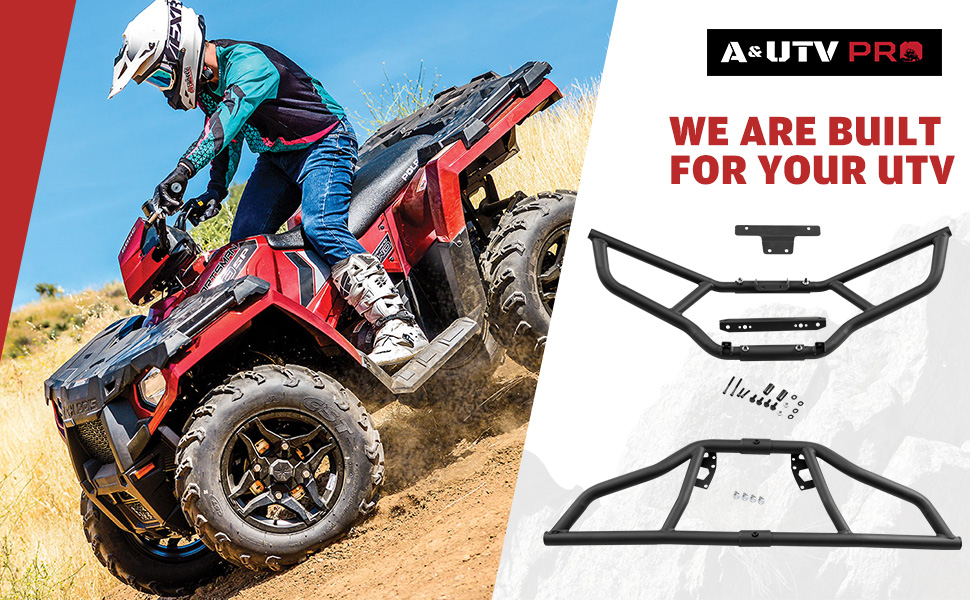 A & UTV PRO Front & Rear ATV Brush Guard Bumper for 2014