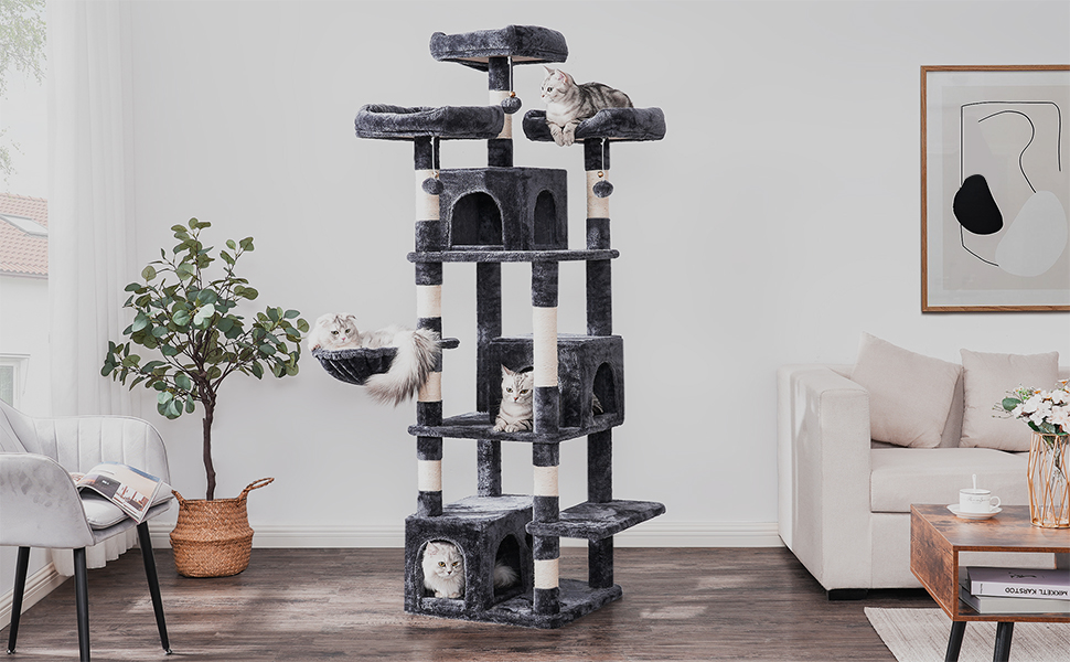BEWISHOME 67.7 inches Large Cat Tree MultiLevel Cat Tower