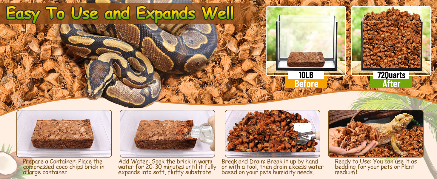 Compressed Coco Chips Substrate for Ball Python