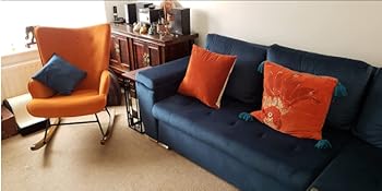 Velvet Rocking Chair Wingback Armchair For Living Room, Orange 18 2