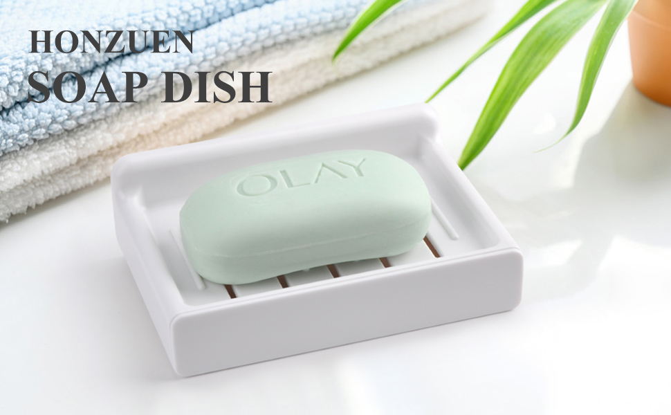 HONZUEN Hand Soap Dish Holder Rack Wall Mounted for Bathroom Shower