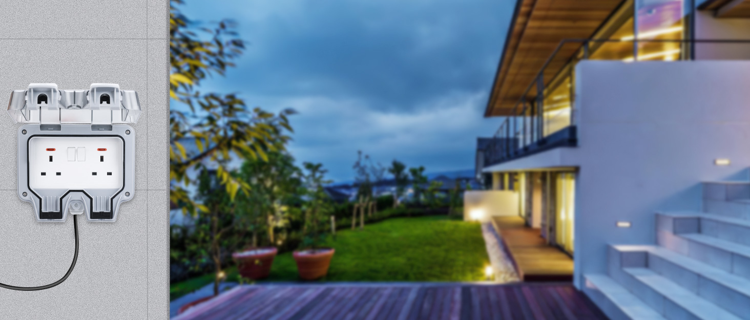 Outdoor Socket Waterproof 3M Extension Lead,Double Socket with 3M