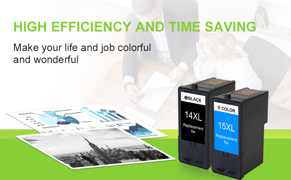14 & 15 Black and Color Ink Cartridge Replacement for