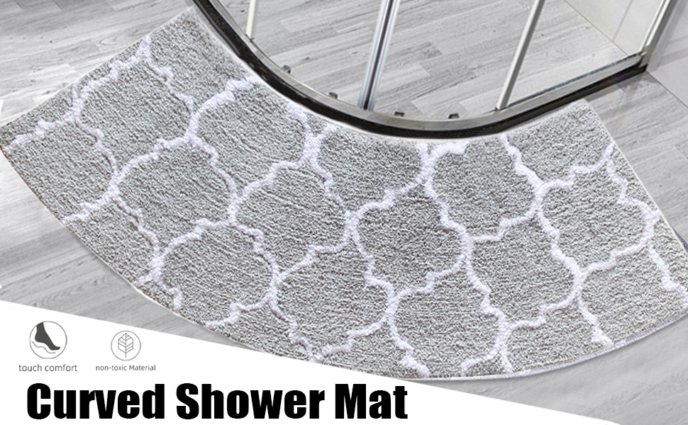 Curved Shower Mat, Curved Bath Mat for Corner Shower, Microfiber Soft