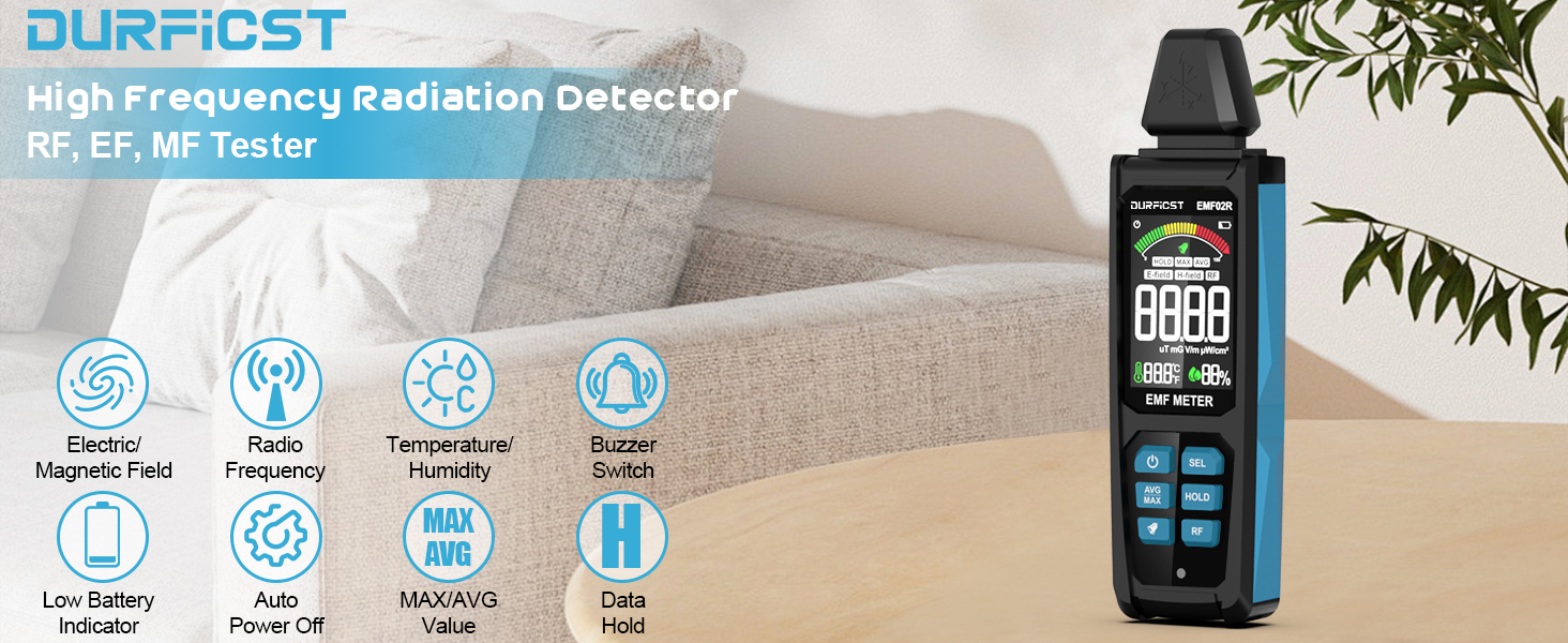 EMF Detector, DURFICST 5 in 1 Rechargeable Digital EMF Radiation ...