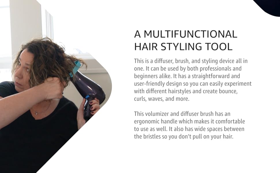 Brush hair comfort clm creations diffuser volumizing hairbrush styling portable tool