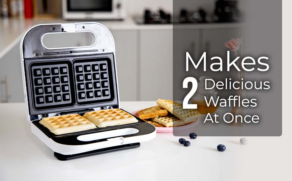 Geepas 750W Waffle Maker 2 Slice NonStick Electric Belgian Waffle