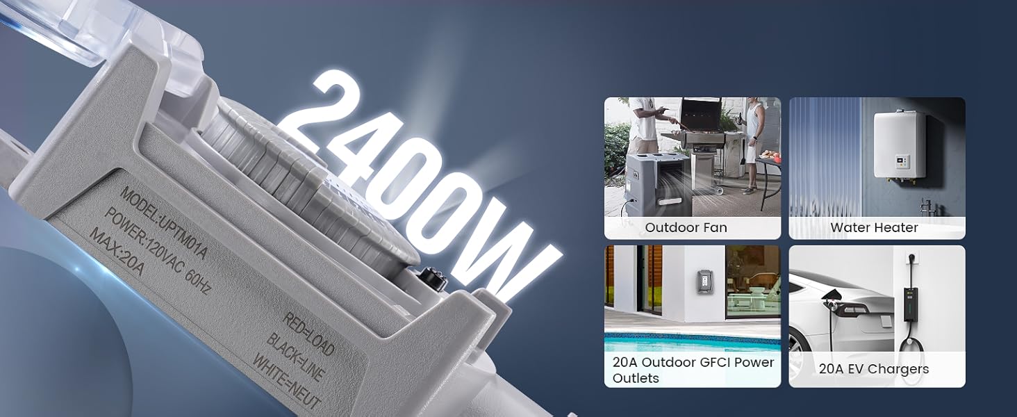 SURAIELEC 20 AMP 24 Hour Mechanical Timer Switch for Outdoor Electrical ...